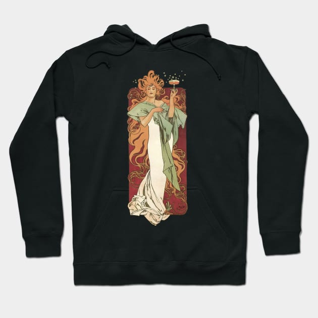 Vintage Alphonse Mucha Hoodie by MasterpieceCafe